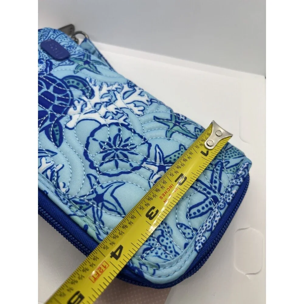 NWT Lug long Splits Compact RFID Wallet wristlet blue ocean starfish turtles